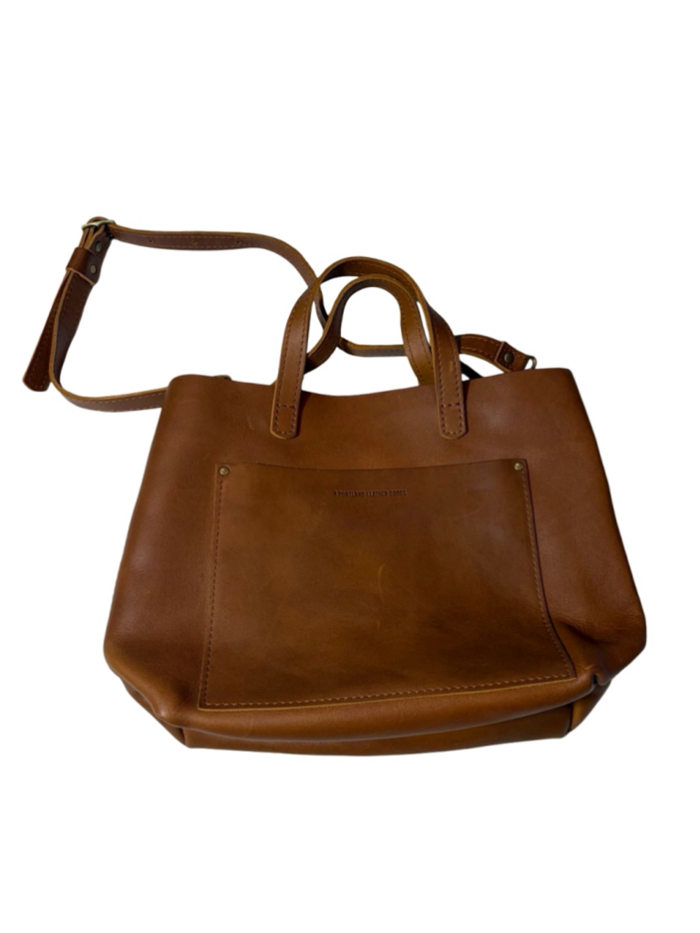Portland Leather Goods Brown Full Grain Leather Crossbody Tote Handbag